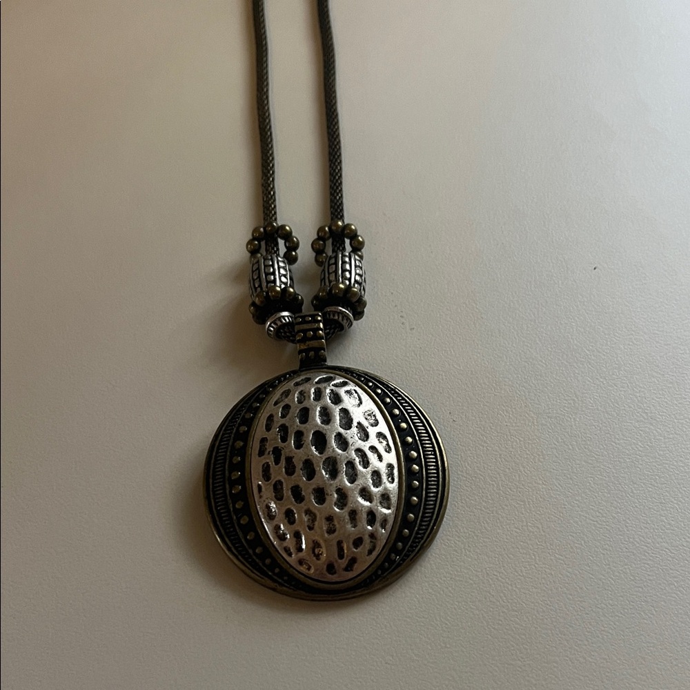 3 for $15 Antique-Style Silver & Gold-Tone Oval Pendant Necklace